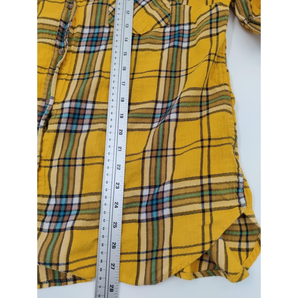 Merona Shirt Womens Size XXL Yellow ButtonUp Plaid Long Sleeve Chest Pockets - Picture 10 of 11